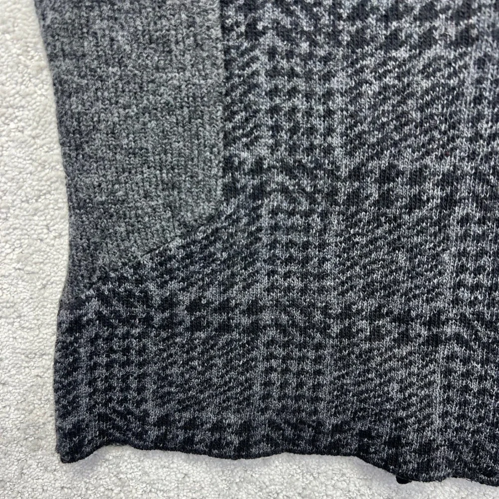 Maryline Cardigan Sweater Womens S Gray Houndstooth Asymmetrical Zip Wool Blend